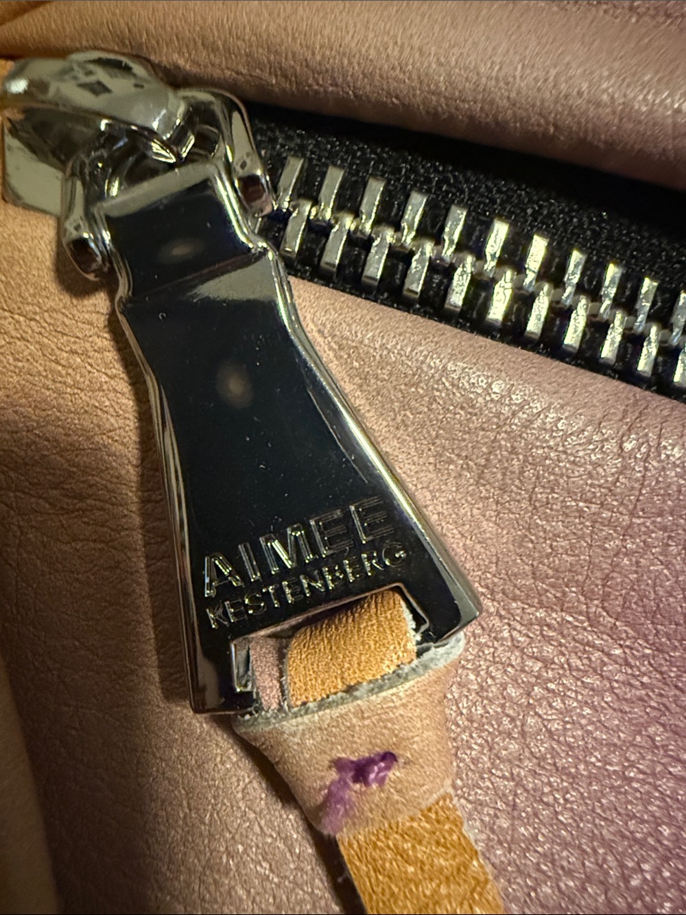 Aimee Kestenberg Gradient Purple Pink Tan Leather Crossbody Belt Bag - Picture 6 of 10